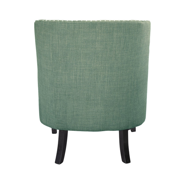 English Elm Modern Tufted Back Accent Chair with Antique Walnut Solid Wood Frame and Padded Contoured Seat Teal 29.75 L x 30.25 W x 27 H B011P182655