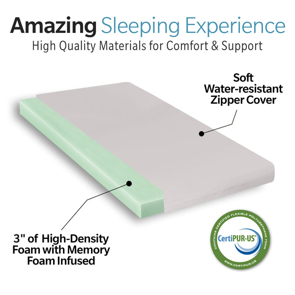 English Elm Memory Foam Camping Mattress - 75"X30"X3" For Ultimate Comfort, Portable, Water-Resistant & Versatile Use B181P182827