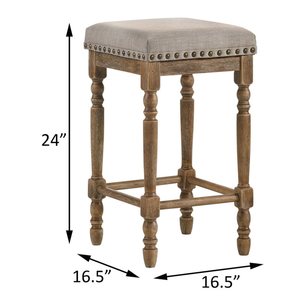 English Elm Beige Velvet Counter Height Stool Set of 2 with Chrome Legs and Padded Seat for Stylish Comfort Beige+Grey B062P181300
