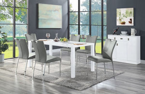 English Elm Grey Modern Chrome Side Chairs Set of 2 — Padded Faux Leather Seats, Sleek Metal Legs for Dining Comfort and Style Grey+Silver B062P182766