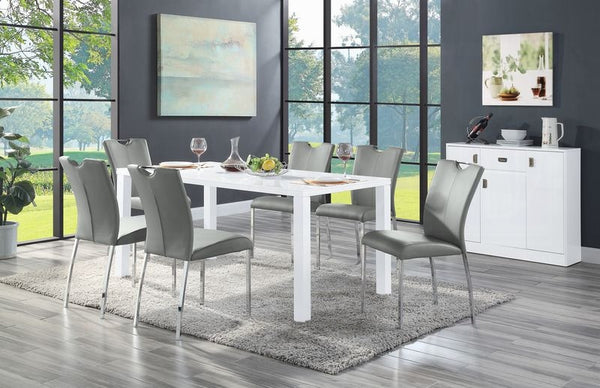 English Elm Grey Modern Chrome Side Chairs Set of 2 — Padded Faux Leather Seats, Sleek Metal Legs for Dining Comfort and Style Grey+Silver B062P182766