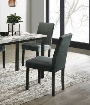 English Elm Charcoal 5pc Dining Set with Faux Marble Top & Upholstered Wool Chairs — Modern Cushioned Elegance B011S00884