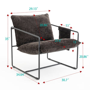 English Elm 2 Plush Upholstered Hanging Armchair with Crushed Foam, Velvet Fabric, Sturdy Steel Frame, 350lb Capacity DARK GREY W1901126482