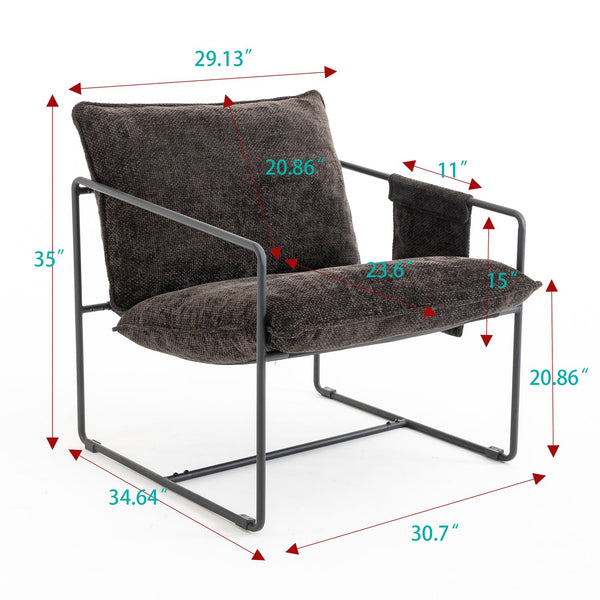 English Elm 2 Plush Upholstered Hanging Armchair with Crushed Foam, Velvet Fabric, Sturdy Steel Frame, 350lb Capacity DARK GREY W1901126482