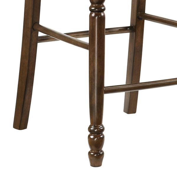 English Elm Walnut Scooped Seat Counter Stools Set of 2 with XX Backrests, Turned Legs & Footrest Comfort 92" B062P181307