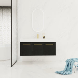 English Elm 48 Inch Wall-Mounted Bathroom Vanity With Thick Resin Sink, Soft-Close Doors, Kd Package Included W999S00160