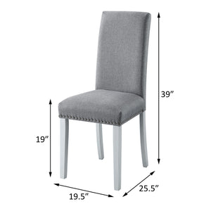 English Elm Grey Parson Chairs (Set of 2) in Grey Linen with Antique White Legs, Nailhead Trim, Sinuous Spring Comfort B062P182772