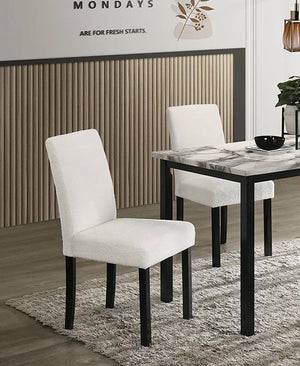 English Elm White 5-Piece Wool Fabric Upholstered Dining Set with Faux Marble Top, Cushioned Modern Comfort B011S00885