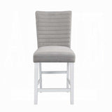 Set of 2 Grey & White Upholstered Counter Stools - Stylish & Comfortable Seating