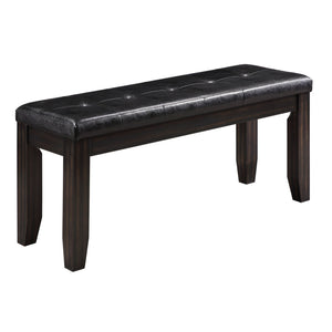English Elm Black Tufted Cushion Bench in Espresso Finish — Compact Entryway Seating, Faux Leather, Durable Frame B062P181299