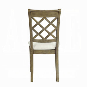 English Elm Beige Rustic Oak Lattice Back Side Chairs Set of 2 — Farmhouse Dining Seating, Sturdy Wood Comfort B062P182771