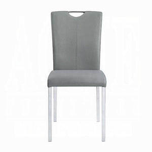 English Elm Grey Modern Chrome Side Chairs Set of 2 — Padded Faux Leather Seats, Sleek Metal Legs for Dining Comfort and Style Grey+Silver B062P182766