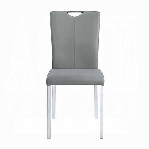 English Elm Grey Modern Chrome Side Chairs Set of 2 — Padded Faux Leather Seats, Sleek Metal Legs for Dining Comfort and Style Grey+Silver B062P182766