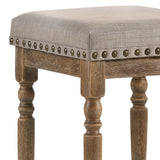 English Elm Beige and Weathered Oak Nailhead Trim Counter Height Stools ( Set Of 2)