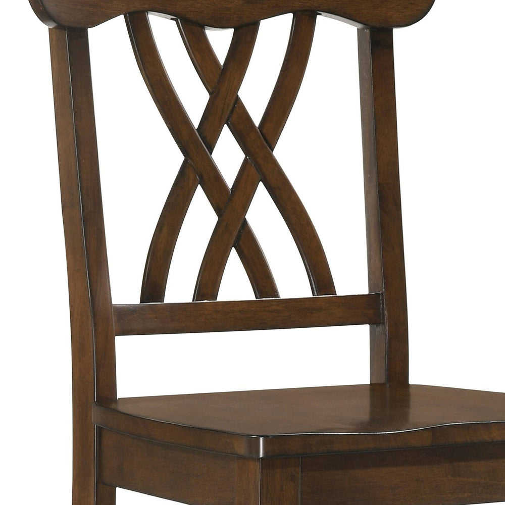 English Elm Walnut Scooped Seat Counter Stools Set of 2 with XX Backrests, Turned Legs & Footrest Comfort 92" B062P181307