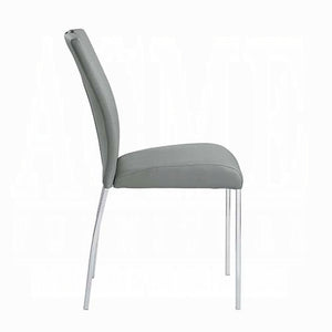 English Elm Grey Modern Chrome Side Chairs Set of 2 — Padded Faux Leather Seats, Sleek Metal Legs for Dining Comfort and Style Grey+Silver B062P182766