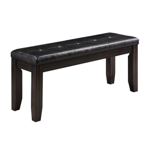 English Elm Black Tufted Cushion Bench in Espresso Finish — Compact Entryway Seating, Faux Leather, Durable Frame B062P181299