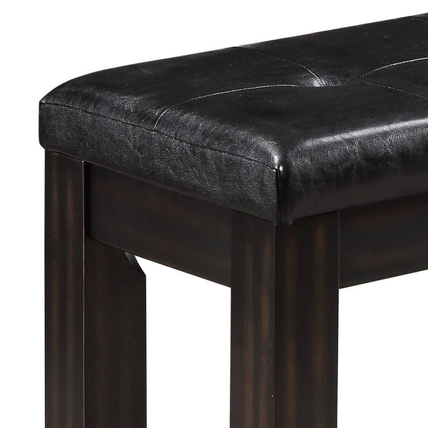 English Elm Black Tufted Cushion Bench in Espresso Finish — Compact Entryway Seating, Faux Leather, Durable Frame B062P181299
