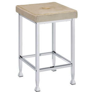 English Elm Beige Velvet Counter Height Stool Set of 2 with Chrome Legs and Padded Seat for Stylish Comfort Beige B062P181298