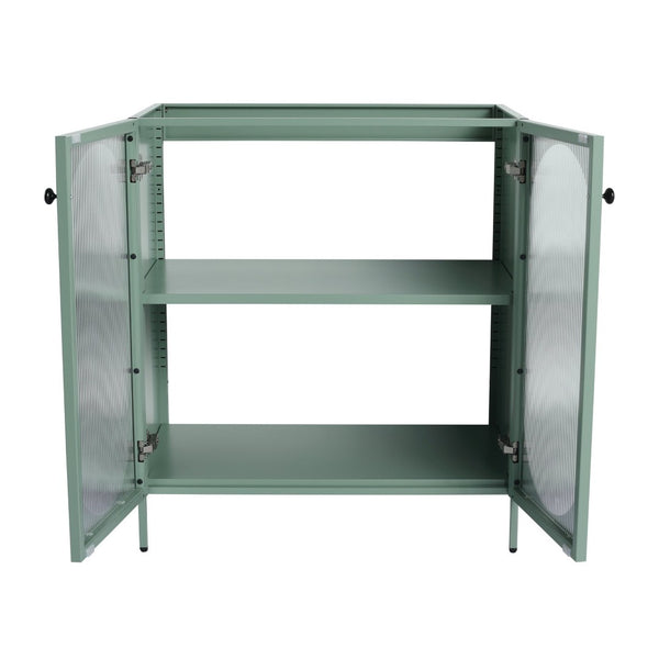 English Elm 30 Inch Steel Freestanding Bathroom Vanity Cabinet with Acrylic Doors and Adjustable Shelf W999P176007