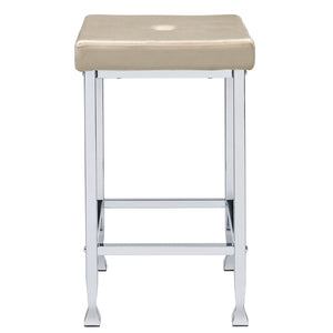 English Elm Beige and Chrome Padded Seat Counter Height Stools (Set Of 2)