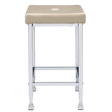 Velvet Beige Counter Stools, Set of 2 - Chrome Legs | Elegant & Comfortable