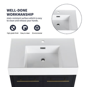 English Elm 30 Inch Wall-Mounted Bathroom Vanity With Thick Edged Resin Sink - Modern, Space-Saving Design! W999S00158