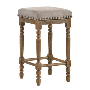 English Elm Beige Velvet Counter Height Stool Set of 2 with Chrome Legs and Padded Seat for Stylish Comfort Beige+Grey B062P181300