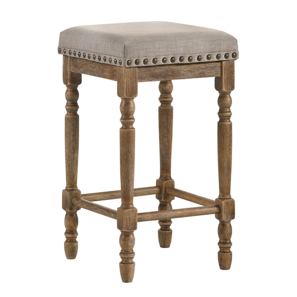 English Elm Beige Velvet Counter Height Stool Set of 2 with Chrome Legs and Padded Seat for Stylish Comfort Beige+Grey B062P181300