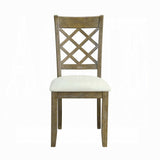 English Elm Beige and Rustic Oak Lattice Back Side Chairs (Set Of 2)