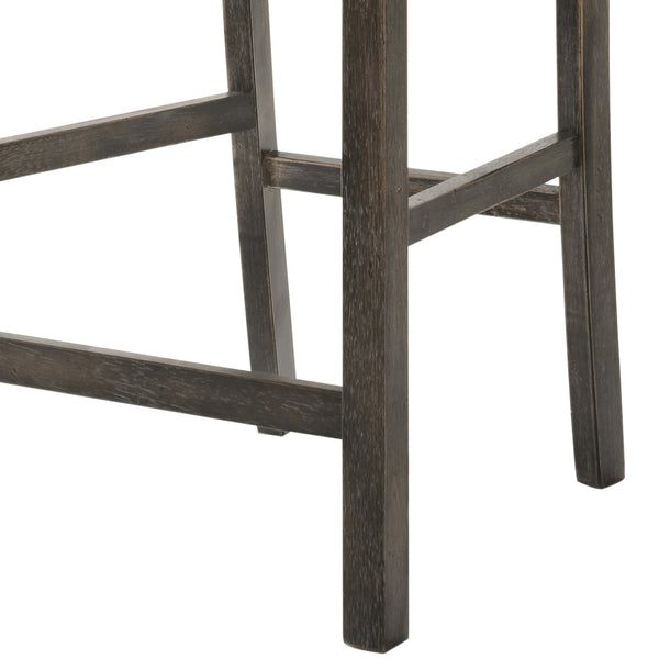 English Elm Tan Linen Counter Height Stool Set with Cross Back and Weathered Oak Legs—Durable Elegant Seating for Kitchens Grey B062P181295