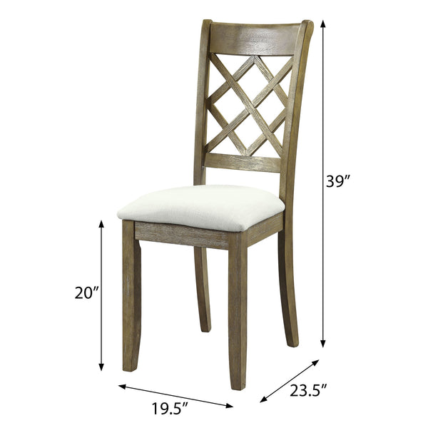 English Elm Beige Rustic Oak Lattice Back Side Chairs Set of 2 — Farmhouse Dining Seating, Sturdy Wood Comfort B062P182771