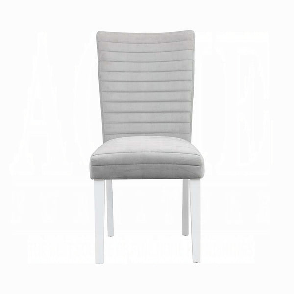 English Elm Grey Modern Chrome Side Chairs Set of 2 — Padded Faux Leather Seats, Sleek Metal Legs for Dining Comfort and Style Grey+White B062P182767
