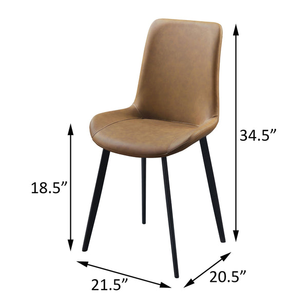 English Elm Brown Faux Leather Side Chairs Set of 2 — Cushioned Back & Seat, Metal Legs, Industrial Chic Dining Seating B062P182769