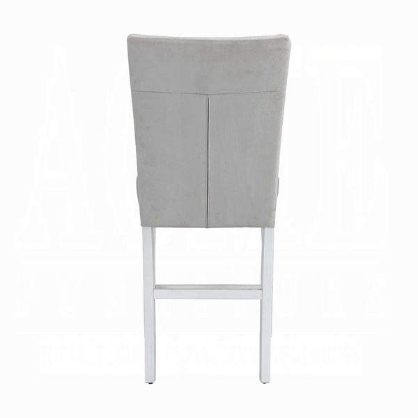 English Elm Grey Velvet Tufted Counter Stools (Set of 2) with Upholstered Back, Footrest & Plush Seating for Kitchens B062P181308
