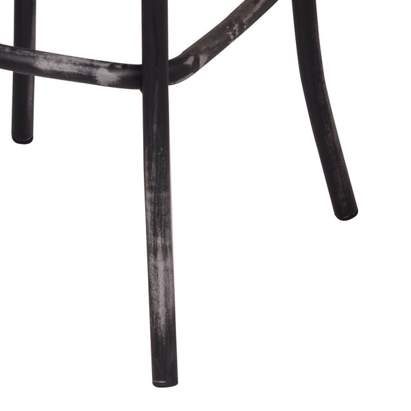 English Elm Antique Metal X-Back Bar Stool with Oak Slats, Splayed Legs and Footrest for Rustic Kitchen Counter Black+Brown B062P181304