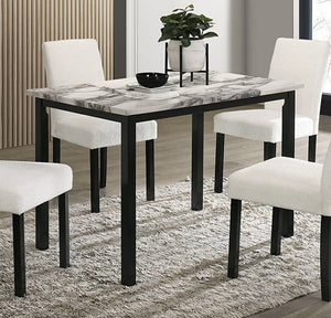 English Elm White 5-Piece Wool Fabric Upholstered Dining Set with Faux Marble Top, Cushioned Modern Comfort B011S00885