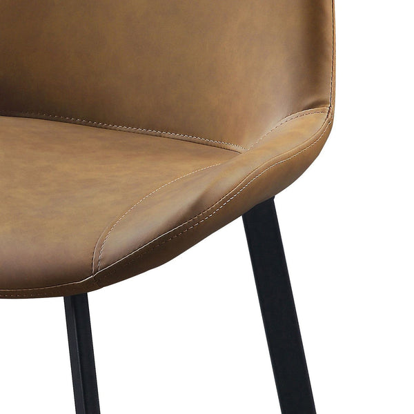 English Elm Brown Faux Leather Side Chairs Set of 2 — Cushioned Back & Seat, Metal Legs, Industrial Chic Dining Seating B062P182769