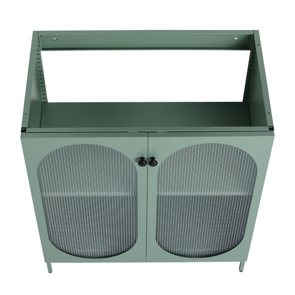 English Elm 30 Inch Steel Freestanding Bathroom Vanity Cabinet with Acrylic Doors and Adjustable Shelf W999P176007