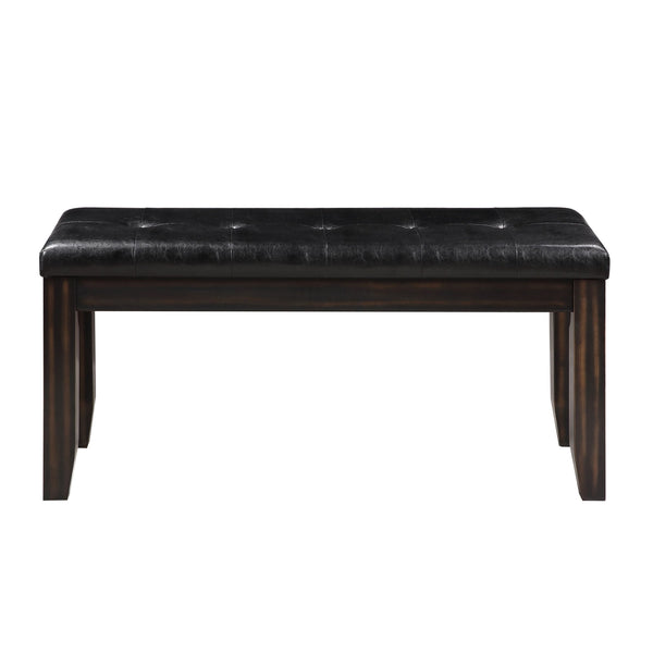 English Elm Black Tufted Cushion Bench in Espresso Finish — Compact Entryway Seating, Faux Leather, Durable Frame B062P181299