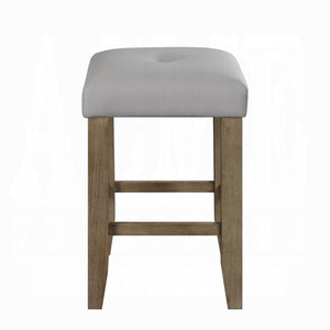 English Elm Grey Faux Leather Counter Stools Set of 2 — Button-Tufted Seats, Oak Tapered Legs, Built-In Footrest Comfort B062P181306