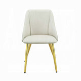 Modern White Faux Leather Side Chairs, Gold Legs, Set of 2, 20.5 x 20.5 x 33.5 Inches