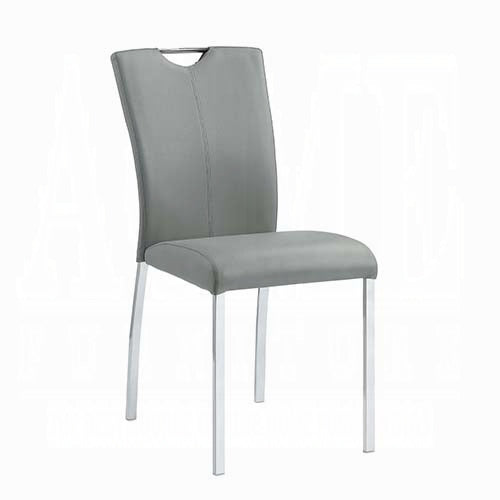 English Elm Grey Modern Chrome Side Chairs Set of 2 — Padded Faux Leather Seats, Sleek Metal Legs for Dining Comfort and Style Grey+Silver B062P182766