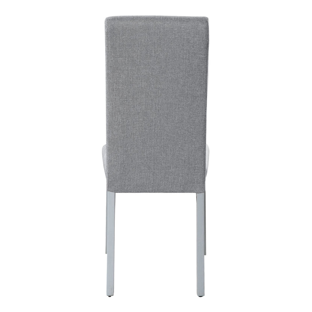 English Elm Grey Parson Chairs (Set of 2) in Grey Linen with Antique White Legs, Nailhead Trim, Sinuous Spring Comfort B062P182772