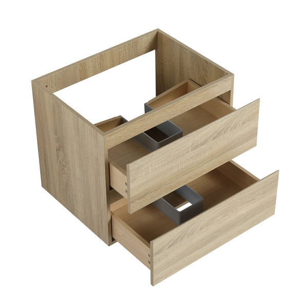 English Elm 24" Modern Wall-Mounted Bathroom Vanity With Ceramic Sink & Soft-Close Drawers For Compact Spaces W999S00167