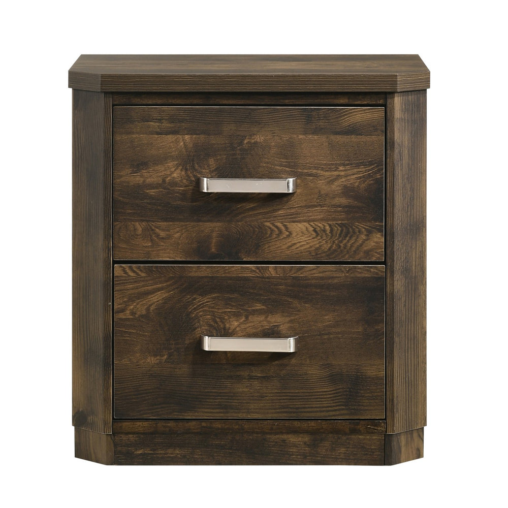 English Elm Rustic Transitional Walnut Nightstand with 2 Smooth-Glide Drawers, Safety Stops & Ample Bedside Storage B062P181320
