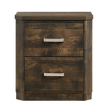 Transitional Rustic Walnut Nightstand with 2 Drawers, Silent Glide Mechanism - 24.50 x 16.50 x 24.50