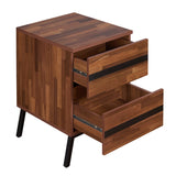 English Elm Walnut and Sandy Black 2-Drawer Nightstand