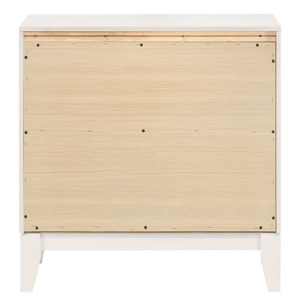 English Elm White 2-drawer Nightstand with Glam Accents, Smooth-Closing Drawers, Spacious Modern Bedroom Storage B062P181334
