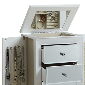 English Elm White 6-Drawer Jewelry Armoire with Mirror, Felt-Lined Compartments & Necklace Hooks for Elegant Storage B062P181346